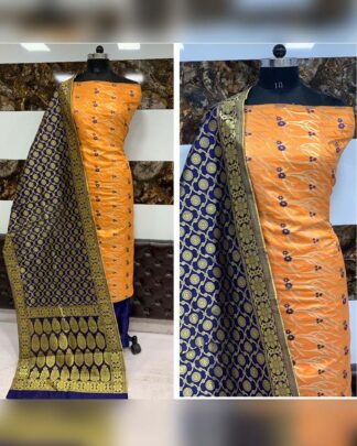 Orange Banarasi Silk Salwar Suit