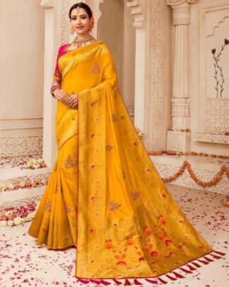 Pretty Pink Banarasi Weaving Silk Saree