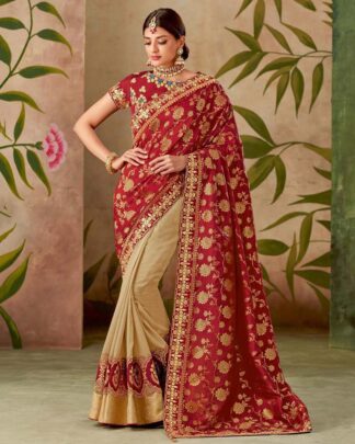 Transcendent Beige Weaving Silk, Silk Saree