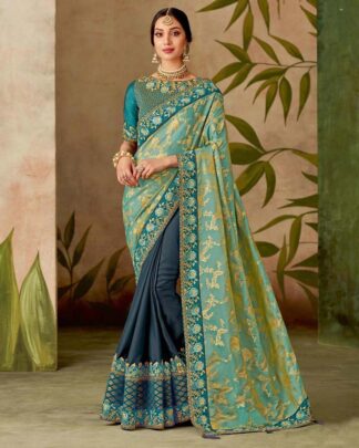 Glamorous Red And Beige Weaving Silk, Dual Tone Silk Saree