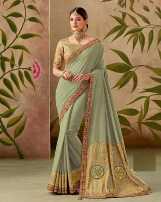 Spellbinding Orange And Beige Silk Saree