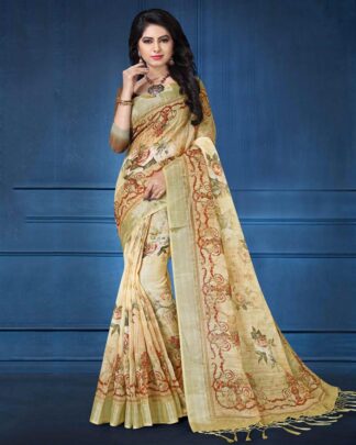 Sparkling Sky Blue Linen Saree