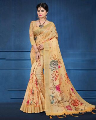 Cute Gray Linen Saree