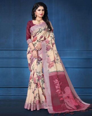 Transcendent Multicolor Linen Saree