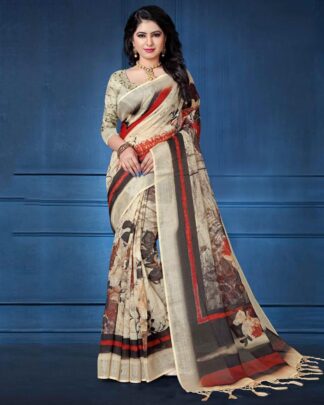 Glamorous Multicolor Linen Saree