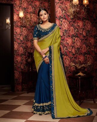 Glossy Gray Spun Satin Saree