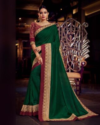 Fashionable Turquoise Fancy Fabric Saree