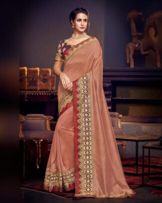 Sonorous Brown Fancy Fabric Saree