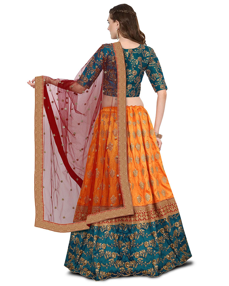 Mesmerizing Digital Print, Embroidered Multicolor Lehenga Choli - Image 2