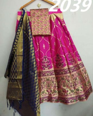 Sparkling Pink Brocade Wedding Lehenga Choli With Pure Banarasi Dupatta