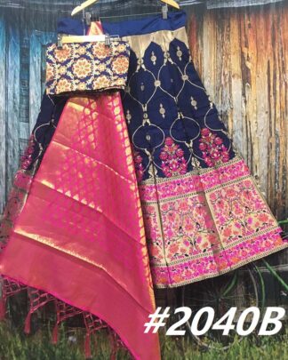 Topnotch Blue Brocade Wedding Lehenga Choli With Pure Banarasi Dupatta