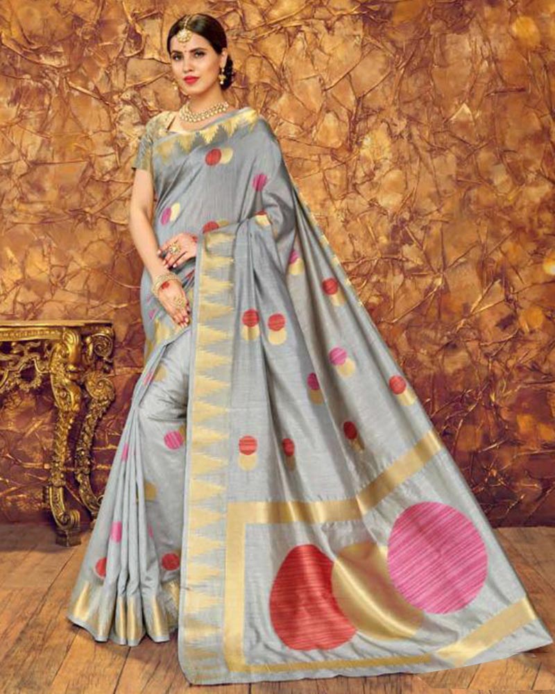 Cute Multicolor Silk Saree