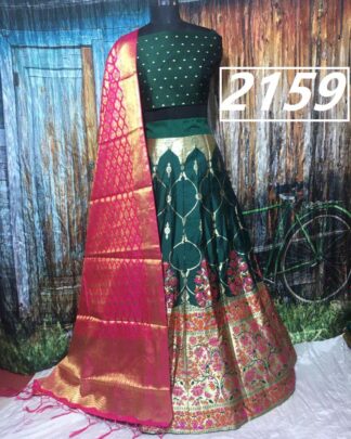 Green Brocade Banarasi Festive Wear Lehenga Choli
