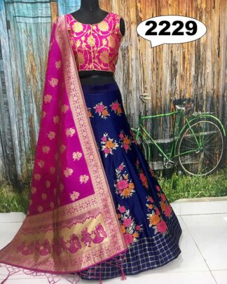 Black Brocade Banarasi Wedding Wear Lehenga Choli