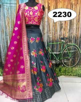 Purple Brocade Banarasi Wedding Wear Lehenga Choli