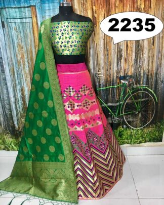 Magenta Brocade Banarasi Wedding Wear Lehenga Choli