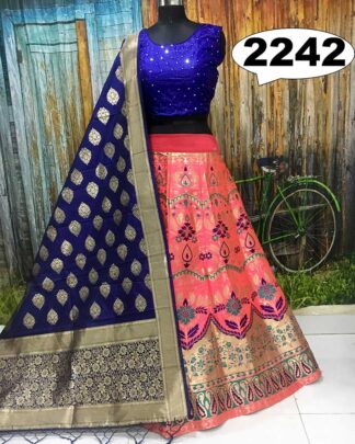 Brown Brocade Banarasi Wedding Wear Lehenga Choli