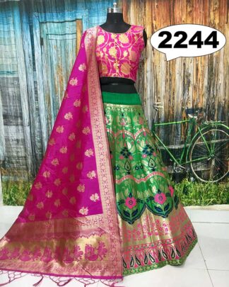 Mehendi Green Brocade Banarasi Wedding Wear Lehenga Choli