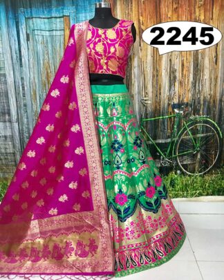 Pink Brocade Banarasi Wedding Wear Lehenga Choli