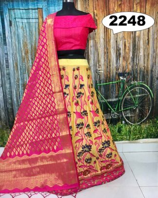 Light Green Brocade Banarasi Wedding Wear Lehenga Choli