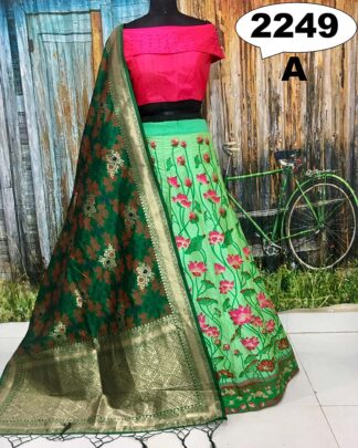 Green Brocade Banarasi Wedding Wear Lehenga Choli
