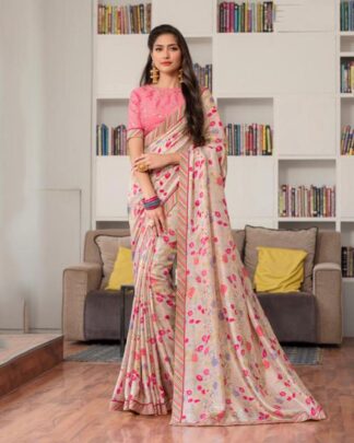 Stupendous Peach Katan Silk Saree