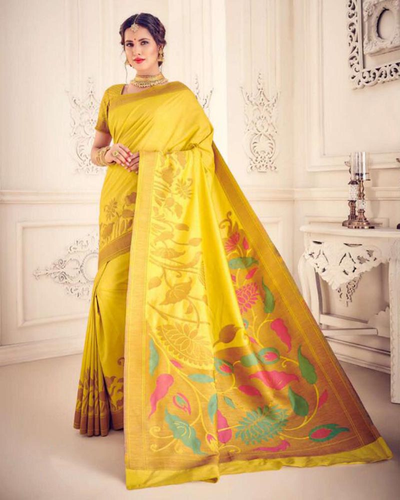 Tempting Pink Silk Saree