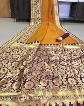 Mustard Banasari Soft Silk Saree
