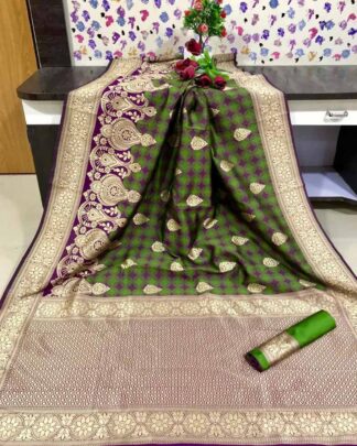 Green Banasari Handloom Weaving Silk Saree