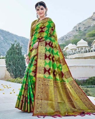 Green Kanchipuram Handloom Weaving Silk Saree