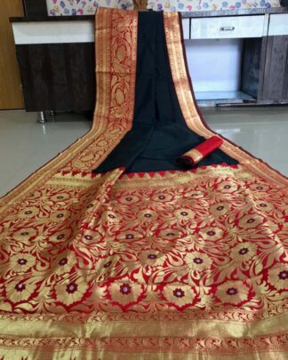 Black Banasari Soft Silk Saree