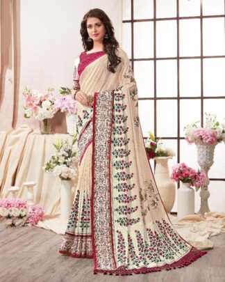 Cute Multicolor Digital Printed Saree