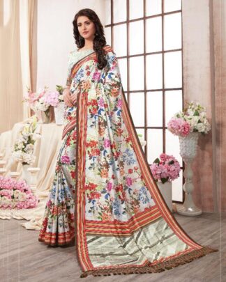 Pretty Sky Blue Digital Printed Saree