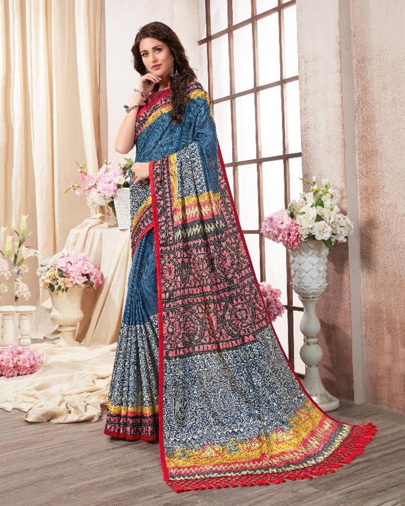 Aspiring Multicolor Digital Printed Saree