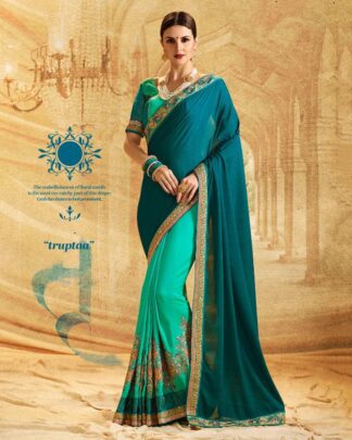 Attractive Wine And Peach Half Chiffon & Half Jacquard Chiffon Saree