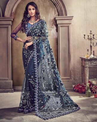 Mesmerizing Off White Net Saree