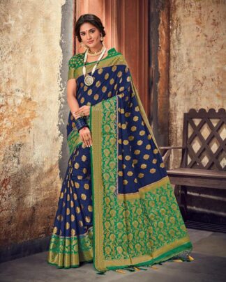 Glossy Green Silk Saree