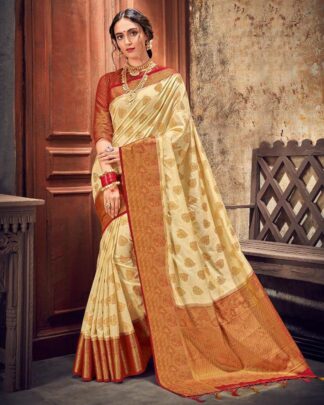 Dilettante Red And Yellow Silk Saree