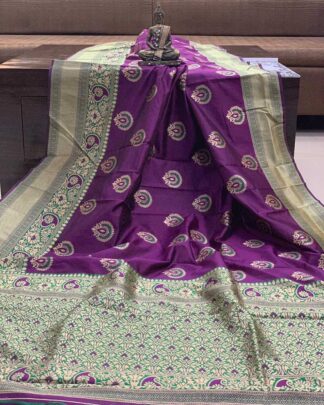 Purple Wedding Wear Banarasi Silk Saree