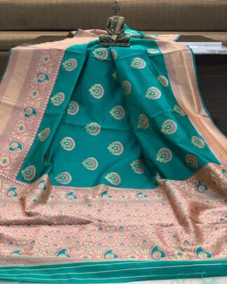 Sea Green Festive Wear Banarasi Silk Saree