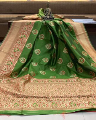 Green Festival Wear Banarasi Silk Saree