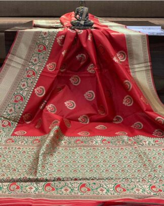 Red Festival Wear Banarasi Silk Saree