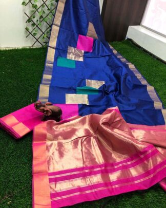 Blue Festival Wear Banglori Silk Saree