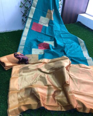 Sky Blue Festival Wear Banglori Silk Saree