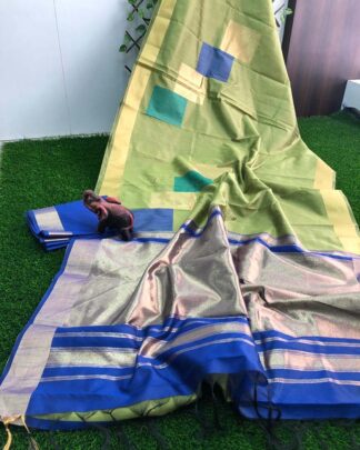 Light Green Wedding Wear Banglori Silk Saree