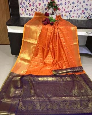 Orange Wedding Wear Kanchipuram Silk Saree