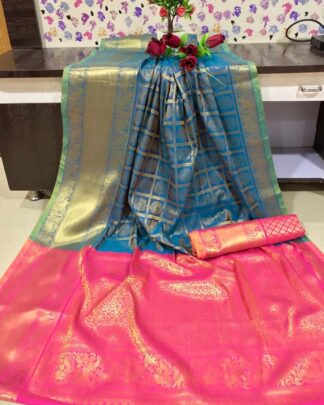 Sky Blue Festive Wear Kanchipuram Silk Saree