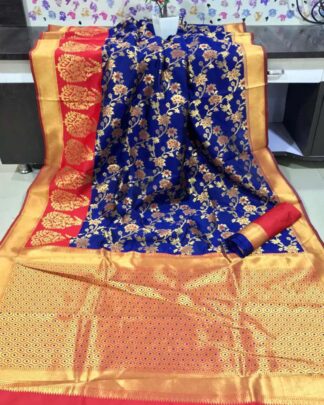 Blue Festival Wear Banarasi Silk Saree