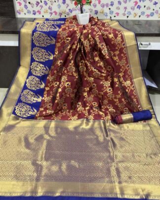 Brown Festival Wear Banarasi Silk Saree