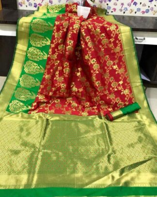 Red Festival Wear Banarasi Silk Saree